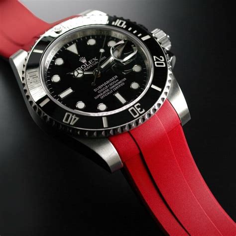 rolex submariner red strap|Rolex Submariner with rubber strap.